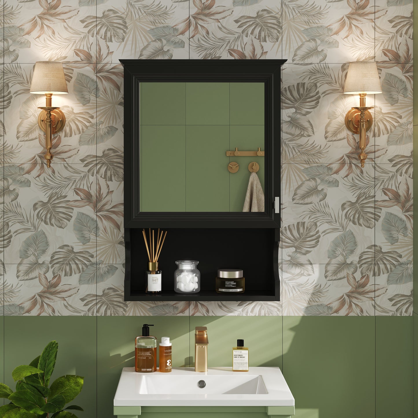 20 Wall Mounted Bathroom Storage Cabinet With Mirror, Wall Mounted Home Storage With Door, Mirrored Wall Medicine Cabinet