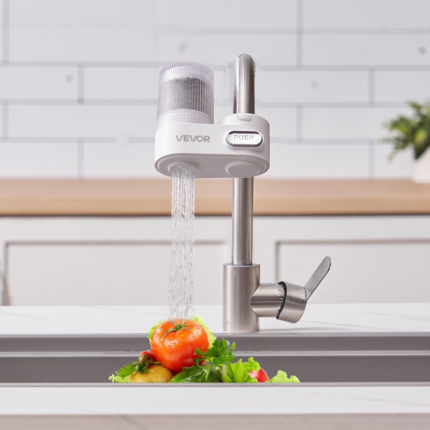 Faucet Mount Water Filters Sink Water Purifier For Kitchen White Vertical