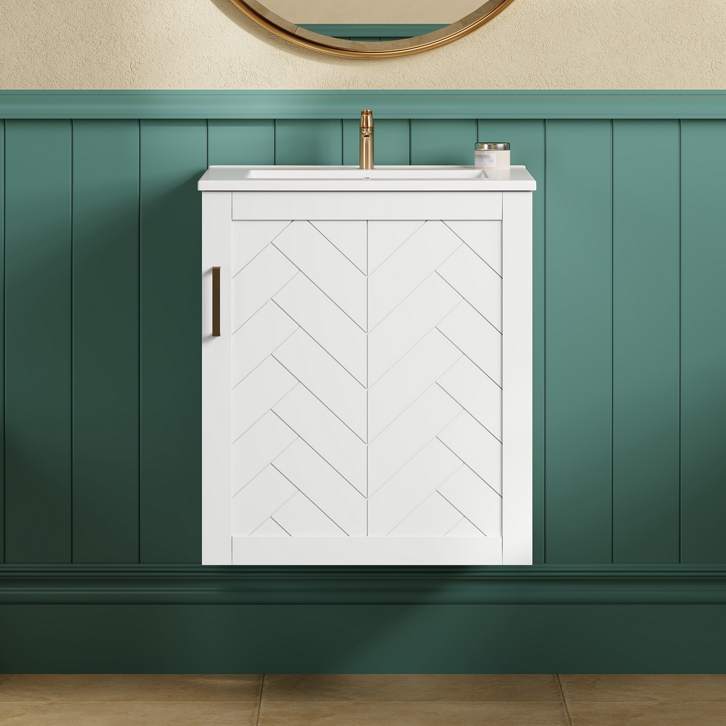 20 Wall Mounted Bathroom Cabinet With Side Cabinet Combo, Bathroom Cabinet With Soft-Closing Door, Modern Bathroom Vanity With Sink
