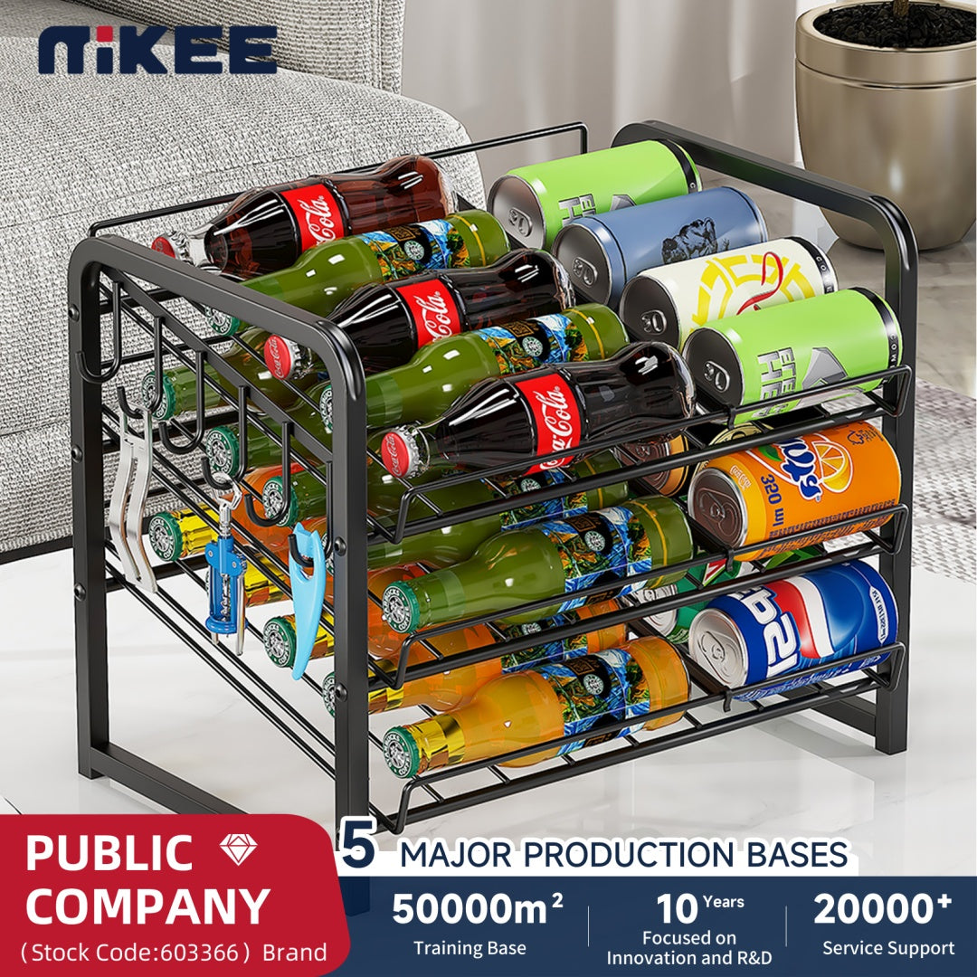 3-layer Can Rack With Hooks
