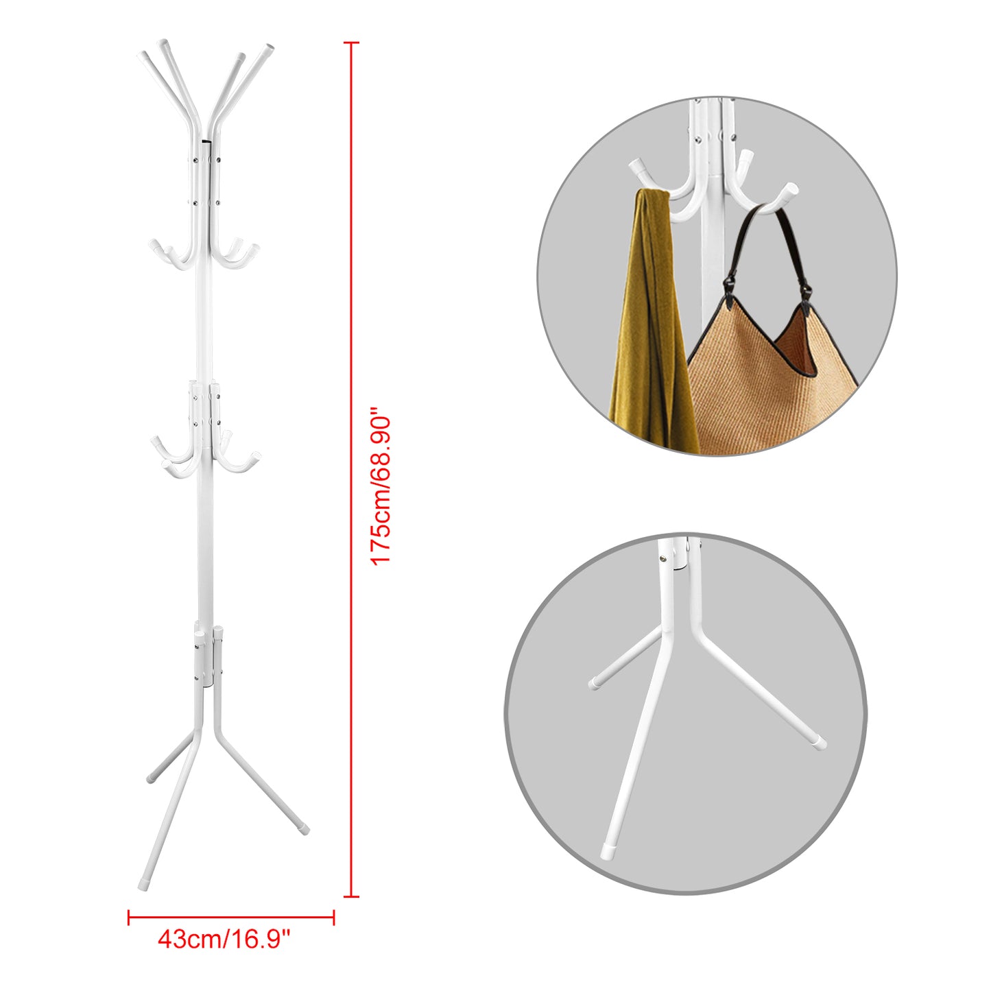 Black-White Options -- 1Pc Standing Coat Hat Rack Organizer