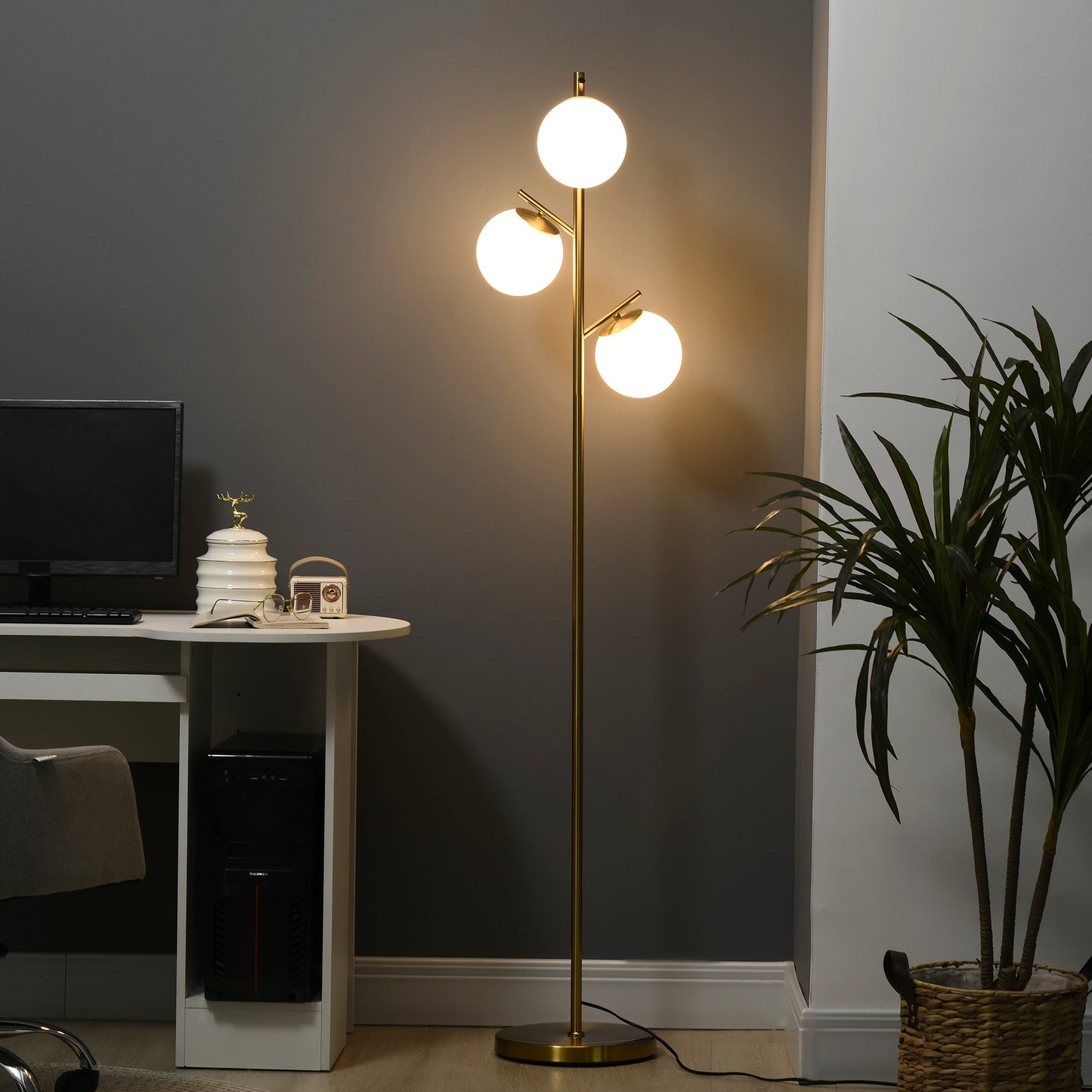 Modern 3-Light Floor Lamp for Living Room – Tree Standing Ambient Lighting