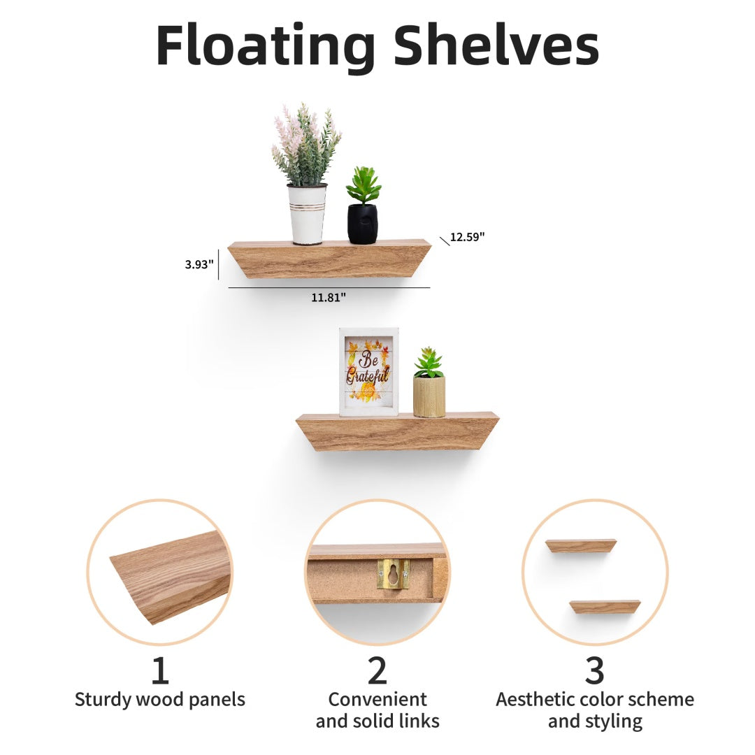 Floating Shelves  11.81 Wall Mounted Wood Shelves For Bathroom, Bedroom, Living Room, Kitchen, Hanging Shelf For Books Storage Decor With Invisible Brackets, Maple
