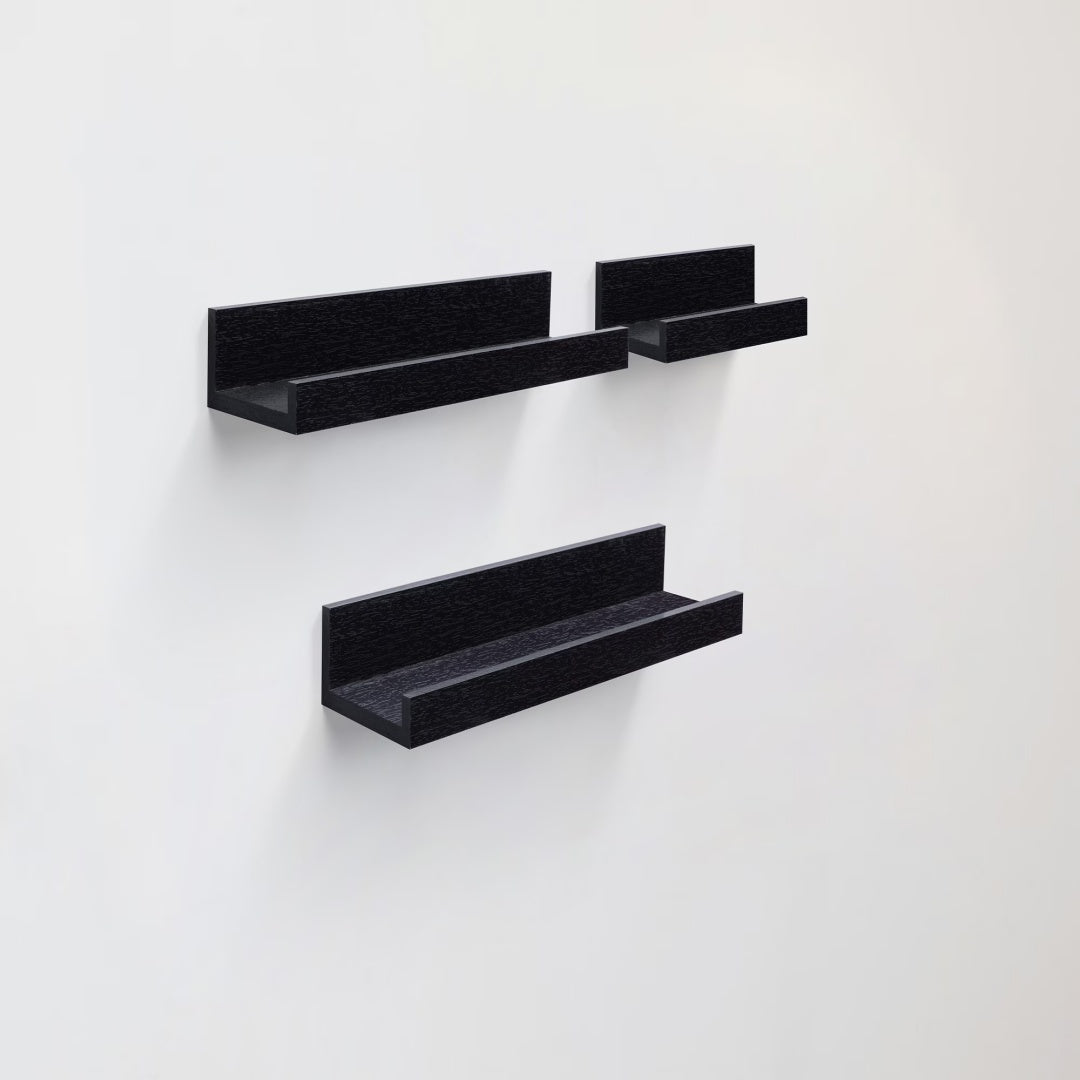 Floating Shelves  18.11 Wall Mounted Wood Shelves For Bathroom, Bedroom, Living Room, Kitchen, Hanging Shelf For Books Storage Decor With Invisible Brackets, Black