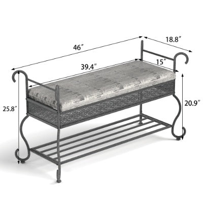 Shoe Rack Bench For Entryway, Industrial Bench, Rustic Shoe Rack For Small Spaces, Upholstered Entryway Bench, Multipurpose Entryway