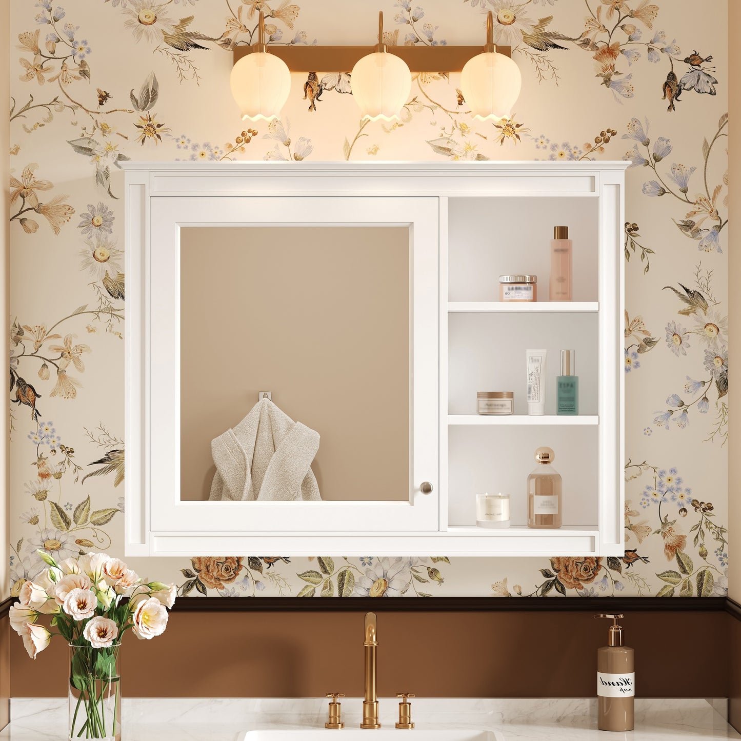 36'' X 28'' Medicine Cabinet, Wall Mounted Bathroom Storage Cabinet, Modern Bathroom Wall Cabinet With Mirror,Medicine Cabinet,  Mirror Cabinet With 1 Adjustable Shelf