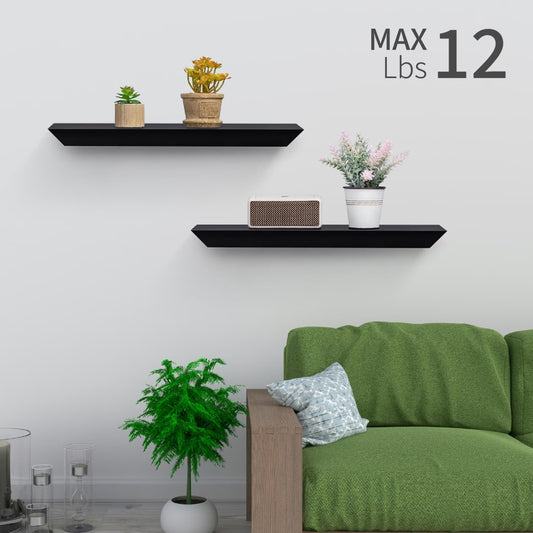 Floating Shelves  18.11 Wall Mounted Wood Shelves For Bathroom, Bedroom, Living Room, Kitchen, Hanging Shelf For Books  Storage  Decor With Invisible Brackets, Black
