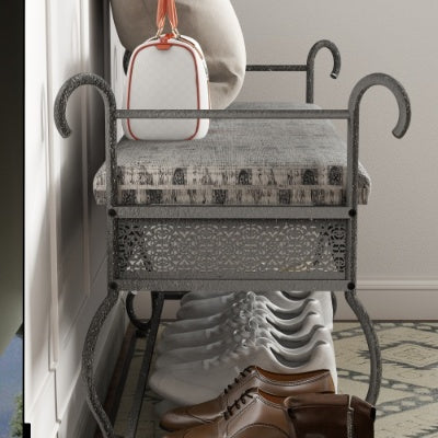 Shoe Rack Bench For Entryway, Industrial Bench, Rustic Shoe Rack For Small Spaces, Upholstered Entryway Bench, Multipurpose Entryway