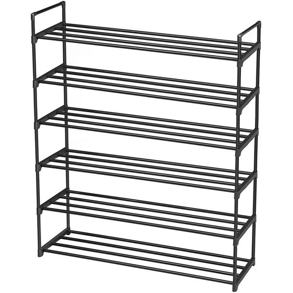 13 Tubes, One Layer, Four Tube, Six Layer Shoe Rack, Black