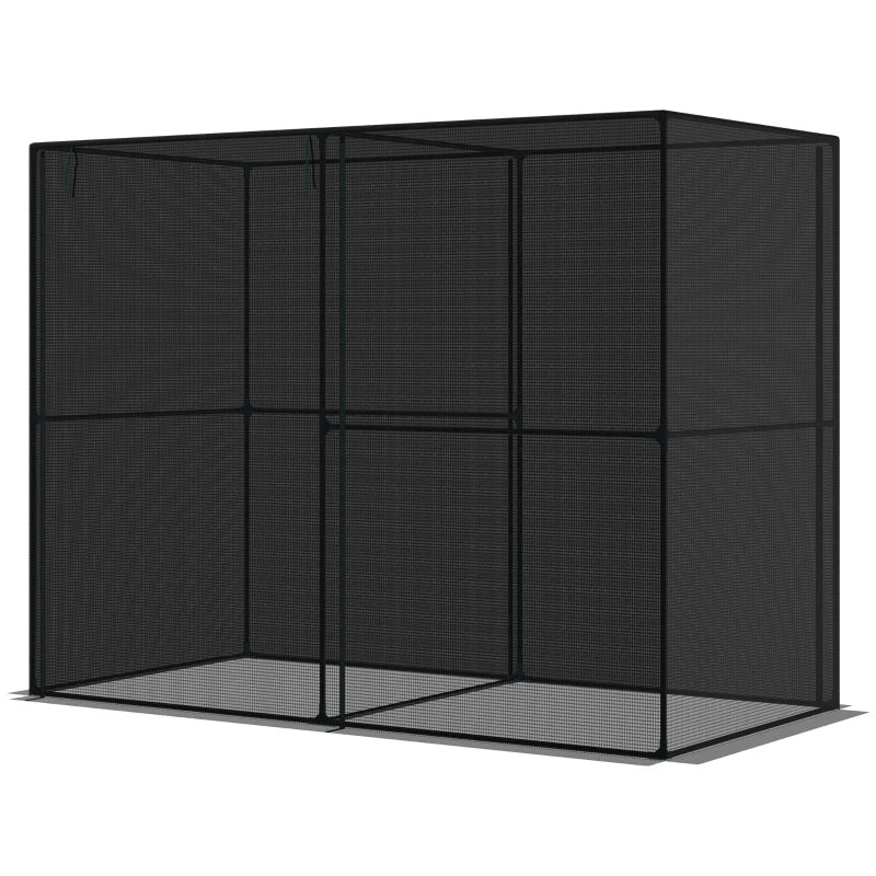 Crop Cage, Plant Protection Tent With Zippered Doors For Vegetable Garden, Backyard, Black