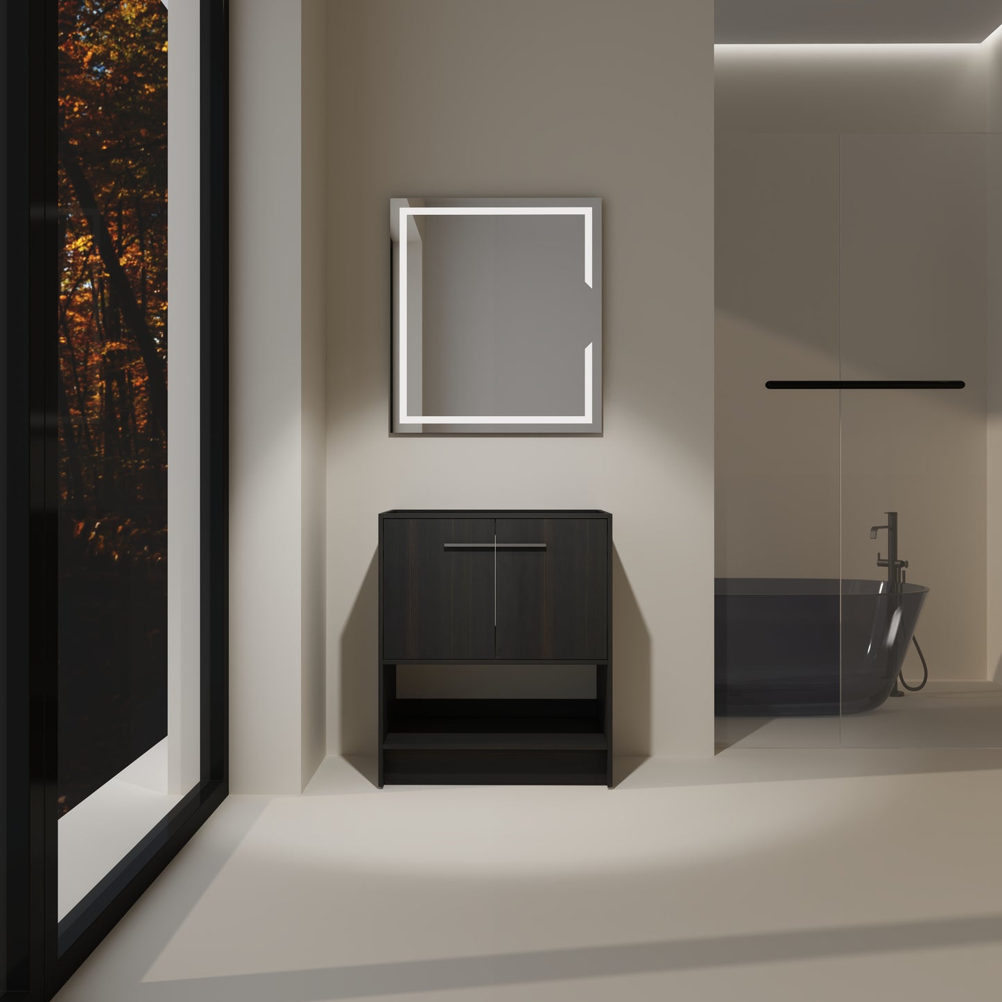 30 Bathroom Vanity, 2 Doors, Freestanding Bathroom Cabinet Vanity, Plywood Excluding Sink