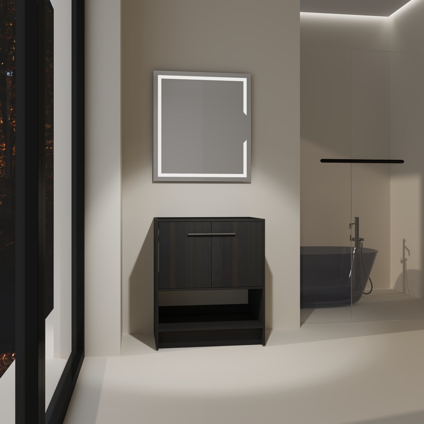 30 Bathroom Vanity, 2 Doors, Freestanding Bathroom Cabinet Vanity, Plywood Excluding Sink