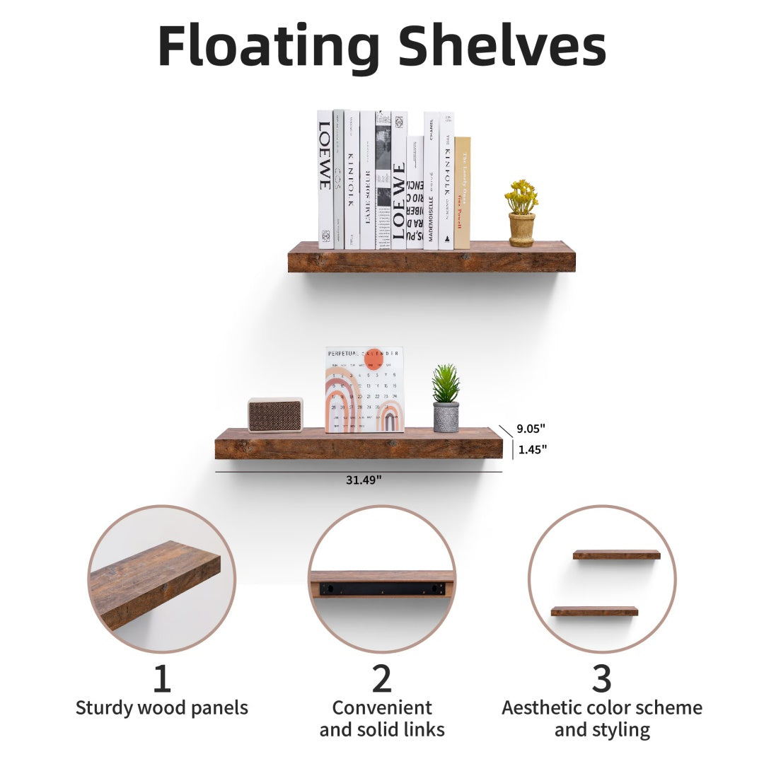 Floating Shelves  18.11 Wall Mounted Wood Shelves For Bathroom, Bedroom, Living Room, Kitchen, Hanging Shelf For Books Storage Decor With Invisible Brackets, Black