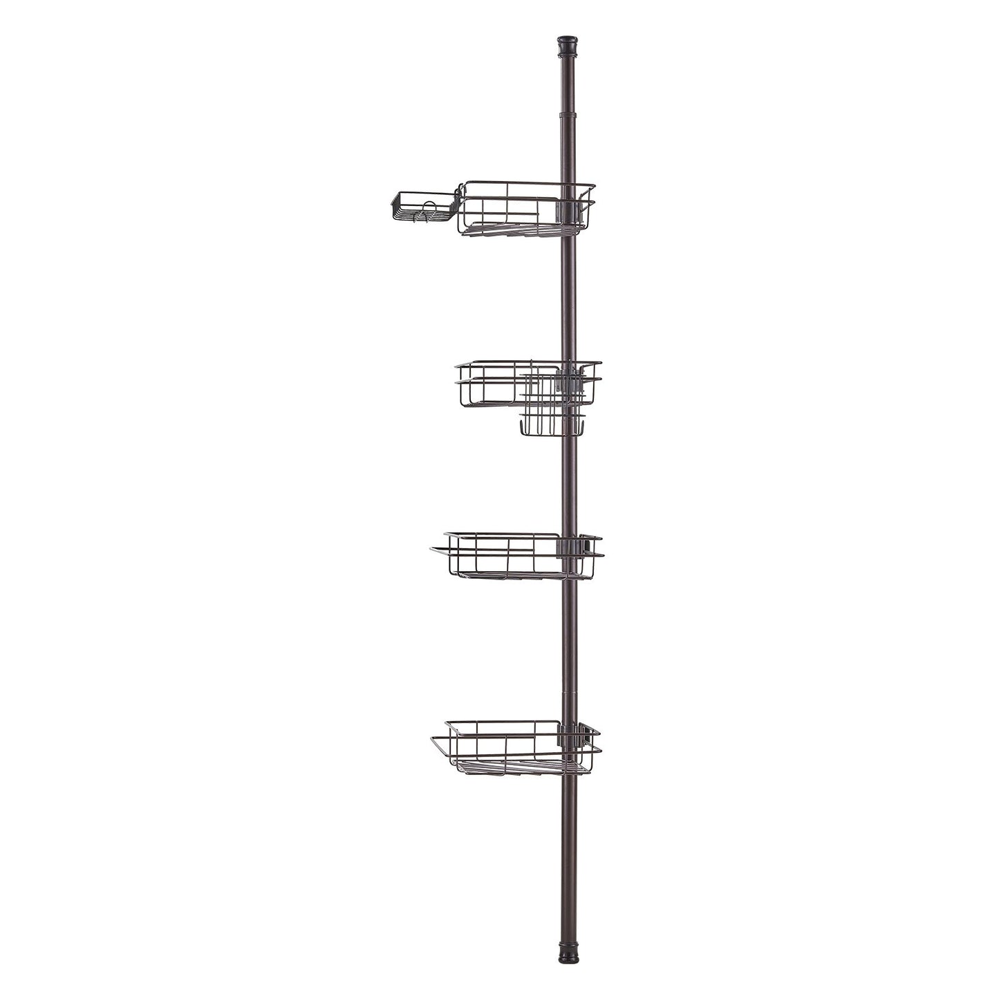 Shower Corner Caddy Tension Pole, 42" To 114" High, Multi-Functional Shower Tension Pole With Strong Load-Bearing Tray, Rust-Proof Easy-to-Install Tension Pole, Fit For Bathroom & Washroom
