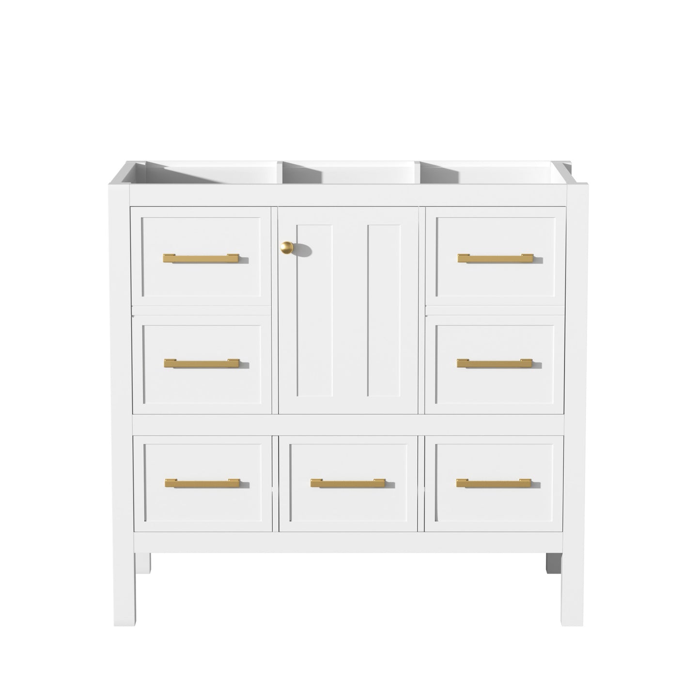 36 Bathroom Vanity Without Sink, Solid Wood Frame Bathroom Storage Cabinet, Freestanding Vanity With 5 Drawers& Soft Closing Doors  NOT INCLUDE BASIN SINK