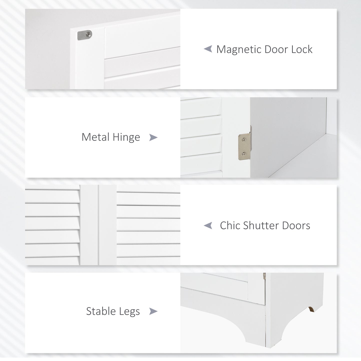 Tall Narrow Bathroom Storage Cabinet with Doors and Shelf Adjustability, Freestanding Linen Cabinet with 2 Cabinets and Countertop, White