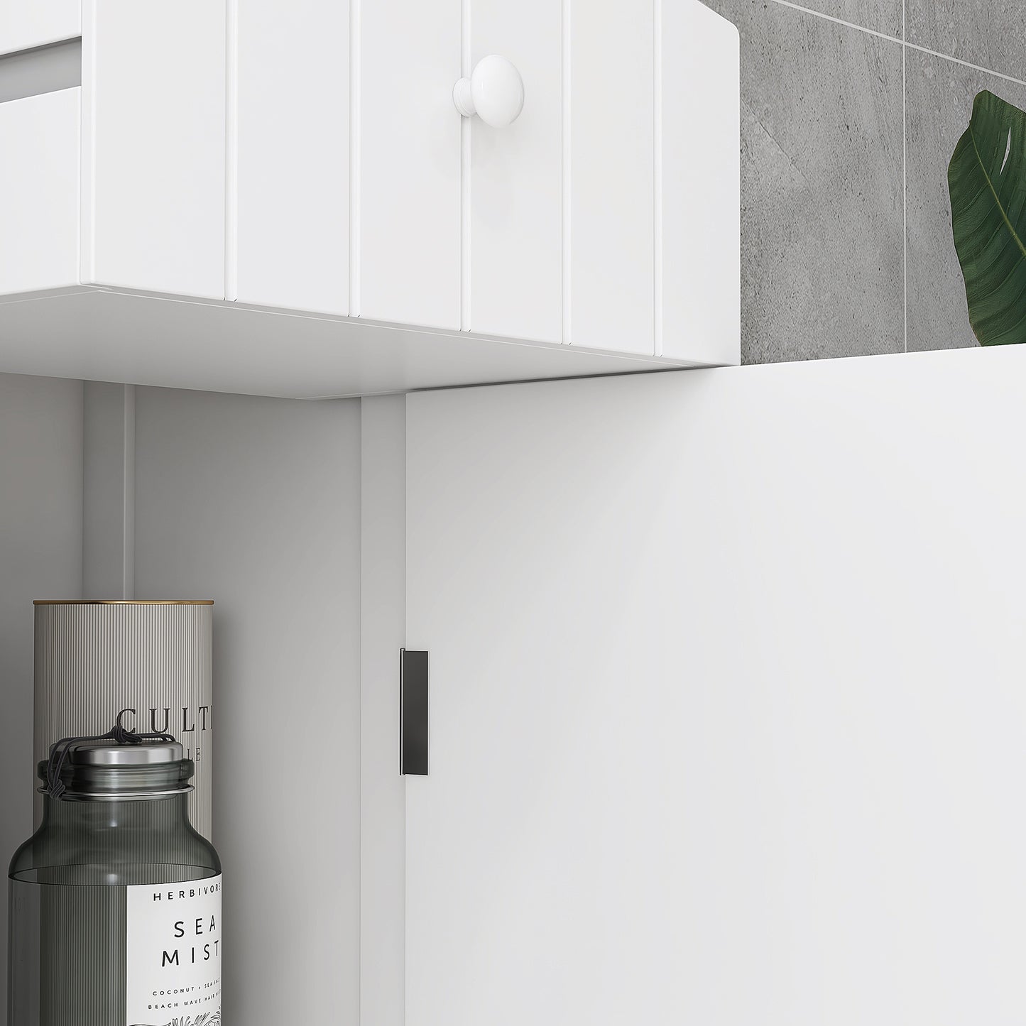 Bathroom Storage Cabinet, Free Standing Bathroom Storage Unit, Tall Linen Tower with 3-Tier Shelves and Drawer, White