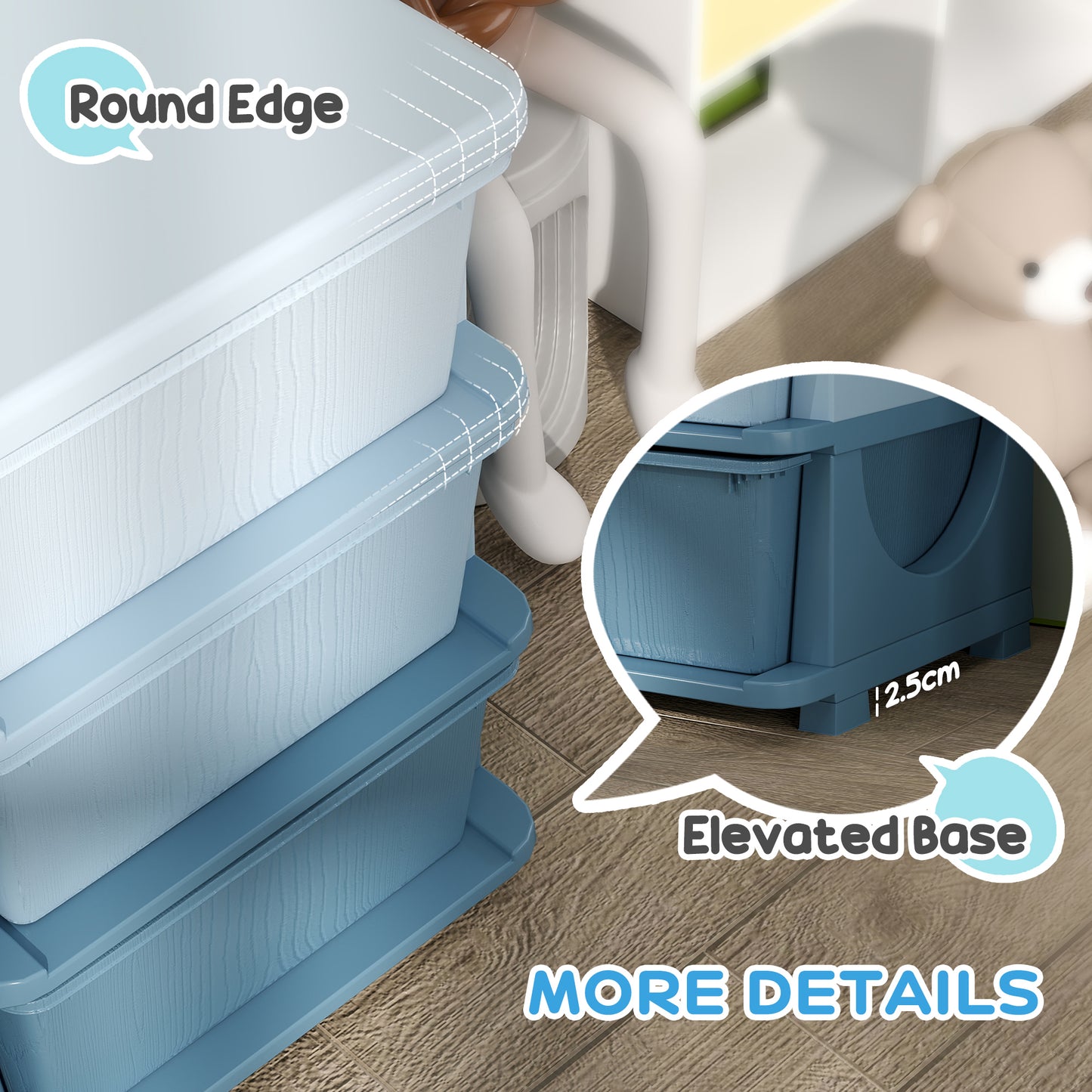 3 Tier Kids Storage Unit, Toy Organizers and Storage with 6 Drawer Chest for Kids Bedroom Nursery Kindergarten Living Room for Boys Girls Toddlers, Blue