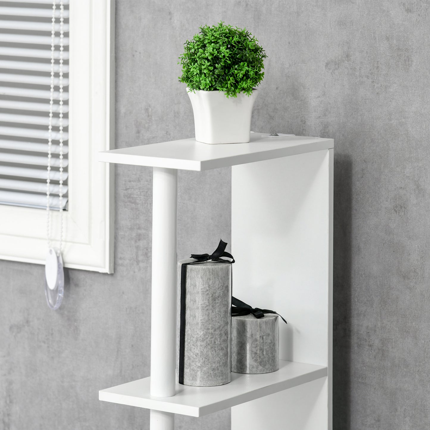Bathroom Storage Cabinet with Open Shelves, White