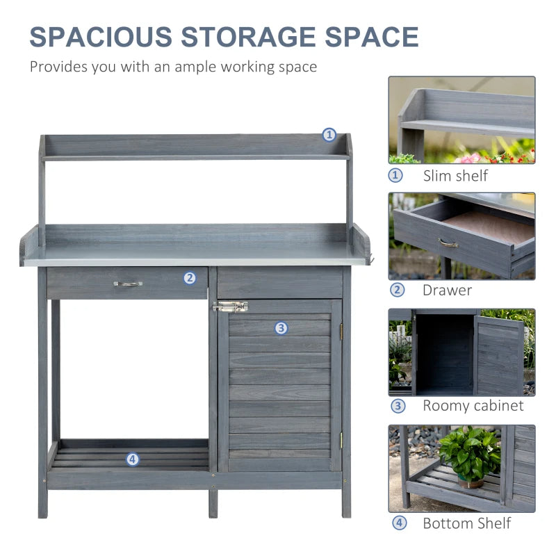 Outdoor Potting Bench Table With Removable Sink