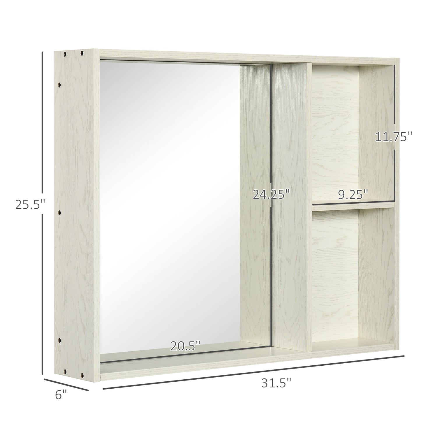 31.5" X 25.5" Bathroom Medicine Cabinet With Mirror, Storage Shelf, Over Toilet Bathroom Cabinet Wall Mounted For Living Room And Laundry Room, White