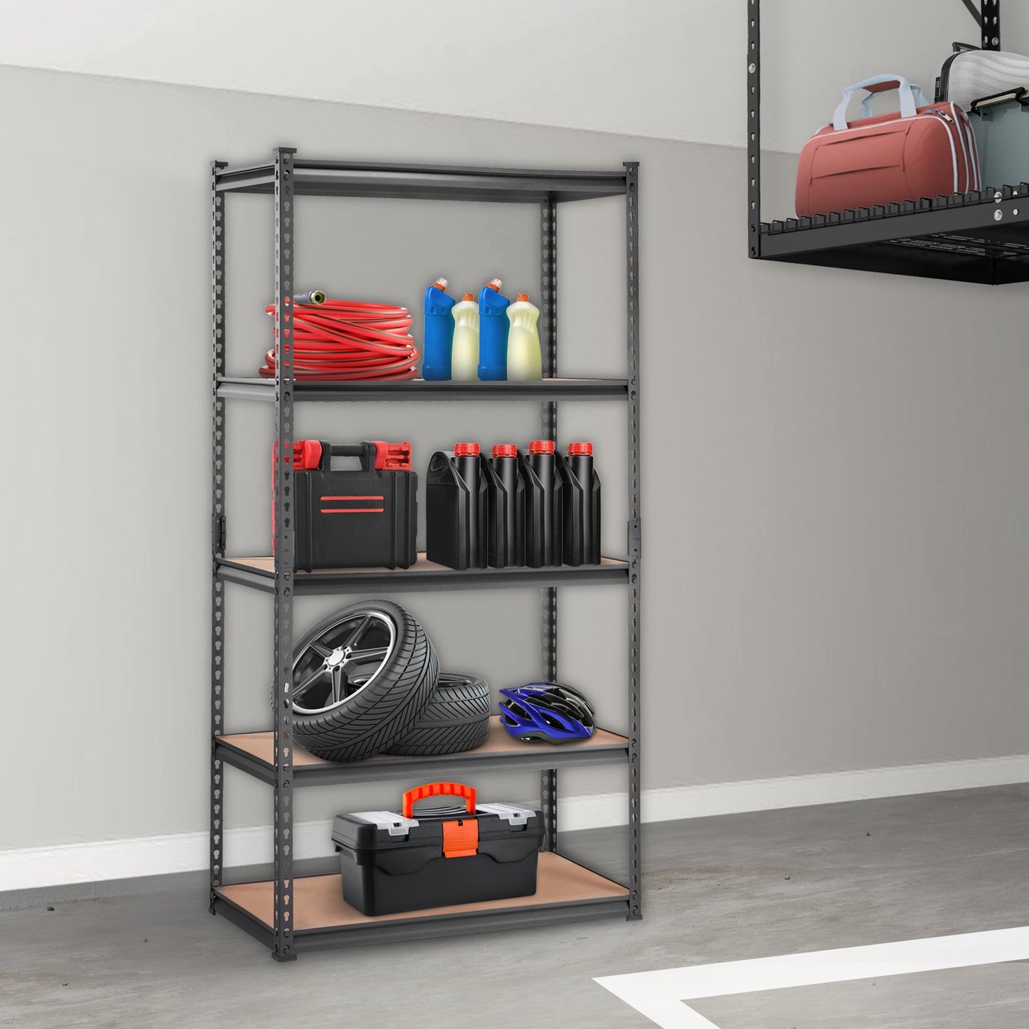 VEVOR Storage Shelving Unit, 5-Tier Adjustable, 2000 Lbs Capacity, Heavy Duty Garage Shelves Metal Organizer Utility Rack, Black,  For Kitchen Pantry Basement Bathroom Laundry