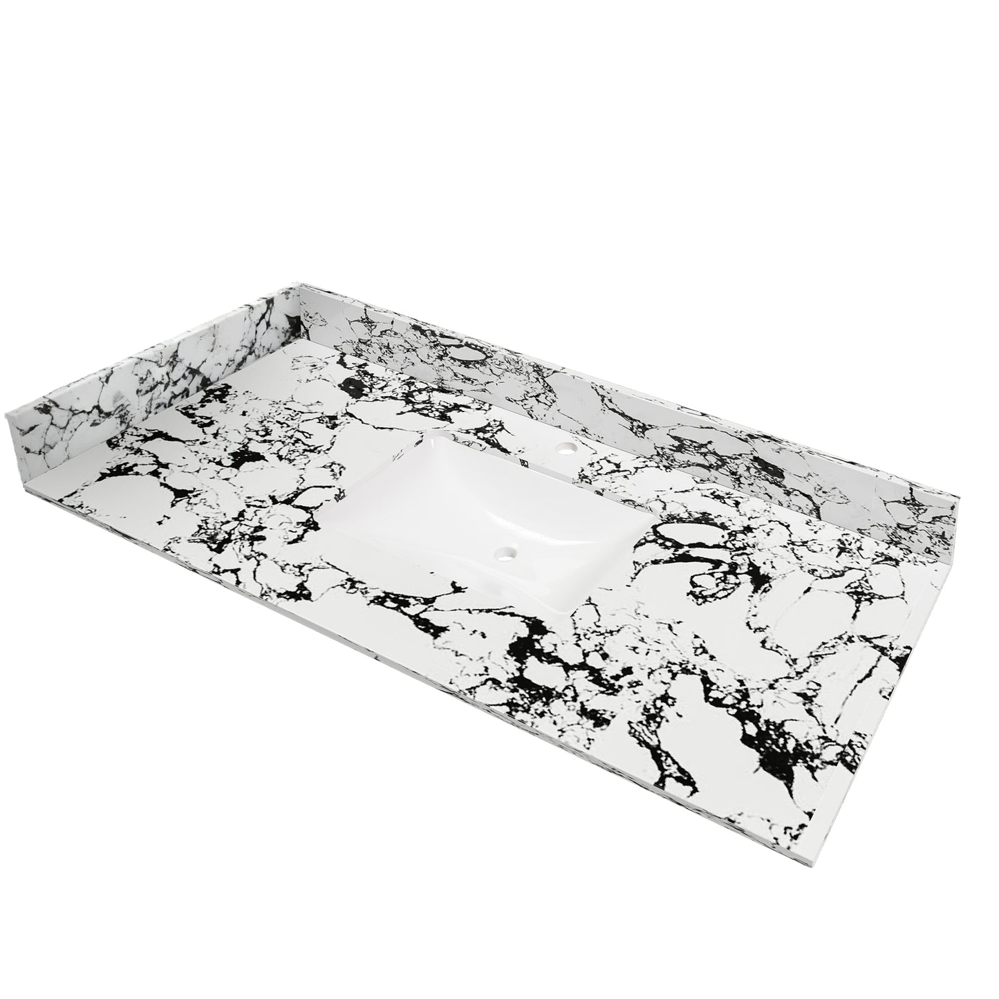 22-inch X 4-inch Bathroom Sink Side Splash, Suitable For Bathroom Vanity Sink Top Sizes, Engineered Marble Stone Side Splash, Panda White.