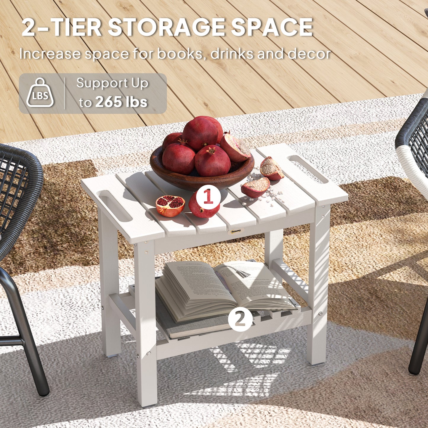 Shower Bench, Waterproof Shower Stool With Handle, Storage Shelf, Non-Slip Pads For Indoor Outdoor, White