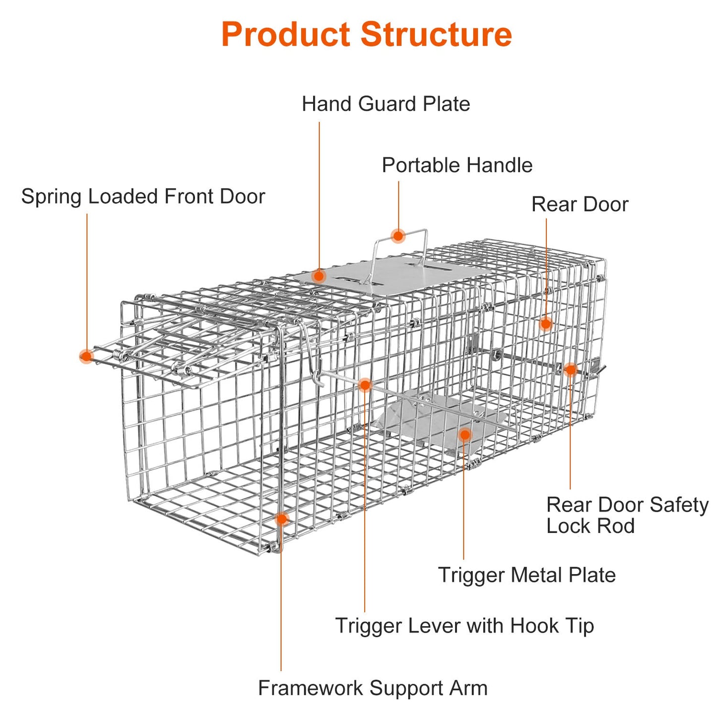 1Pc Humane Cat Trap Cage Catch Release Live Animal Rodent Cage Collapsible Galvanized Wire For Small Raccoons Beavers Groundhogs Foxes Armadillos