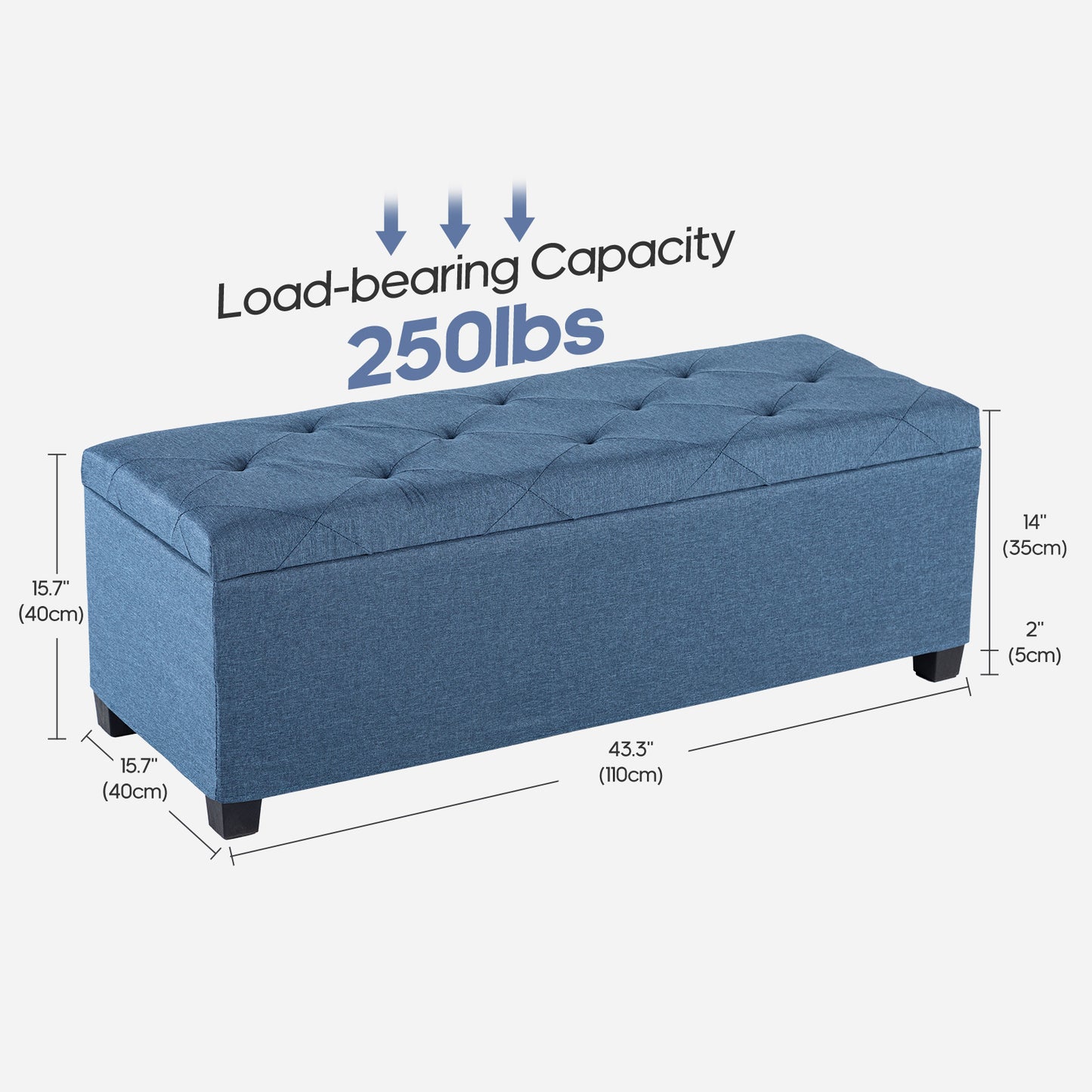 Multifunctional Storage Ottoman, Cushioned Bedside Cabinet With A Cover, Footstool With Legs