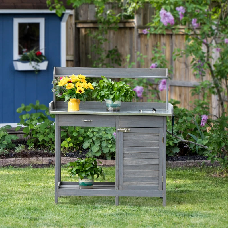 Outdoor Potting Bench Table With Removable Sink