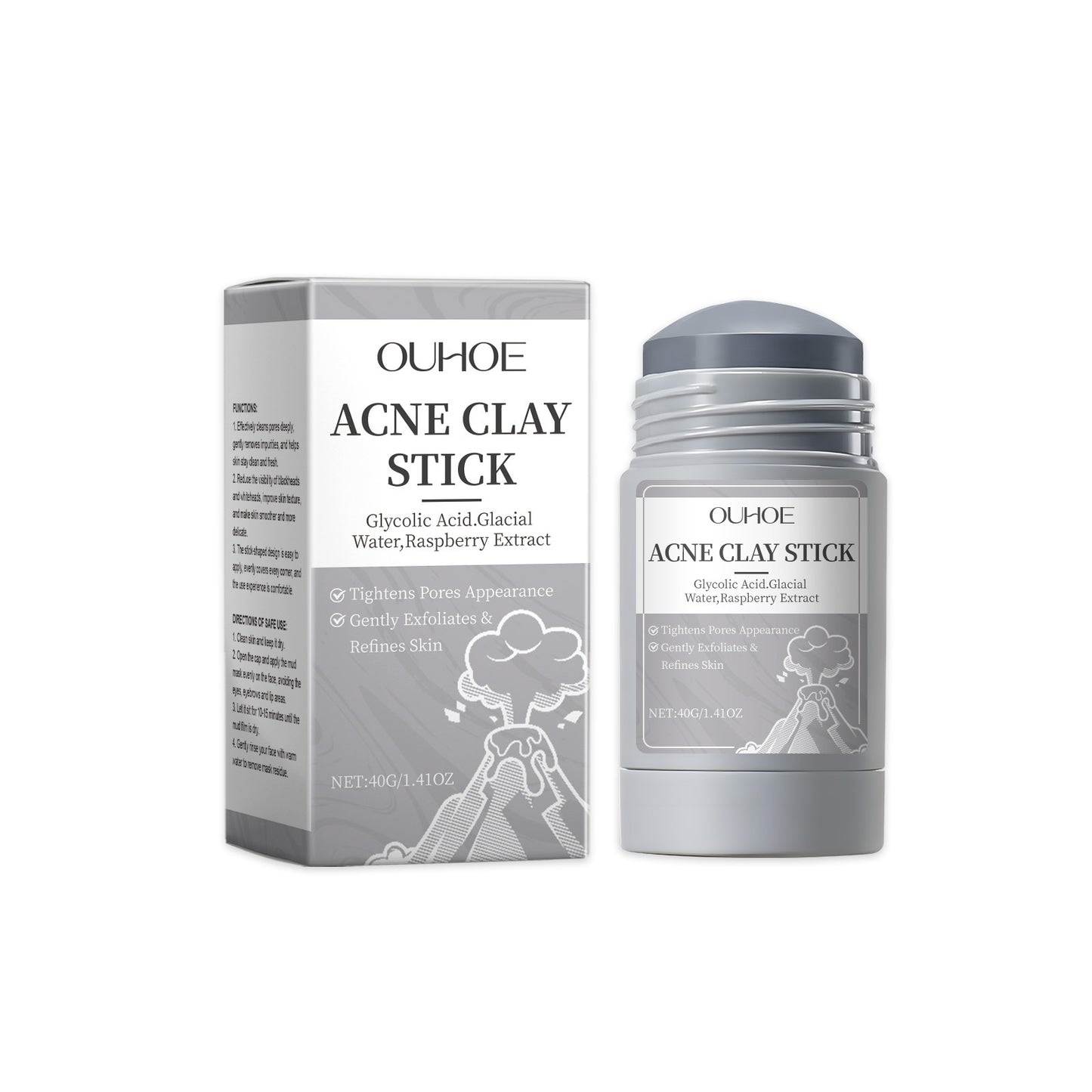 OUHOE Pore Cleaning Mud Mask Stick, Brightening Skin, Moisturizing And Cleansing Facial Skin Hydrating And Brightening Mask