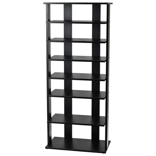 7-Tier Double-Row Shoe Rack With Adjustable Shelves, Anti-Tipping Narrow Storage Rack For Entryway Closet-Black