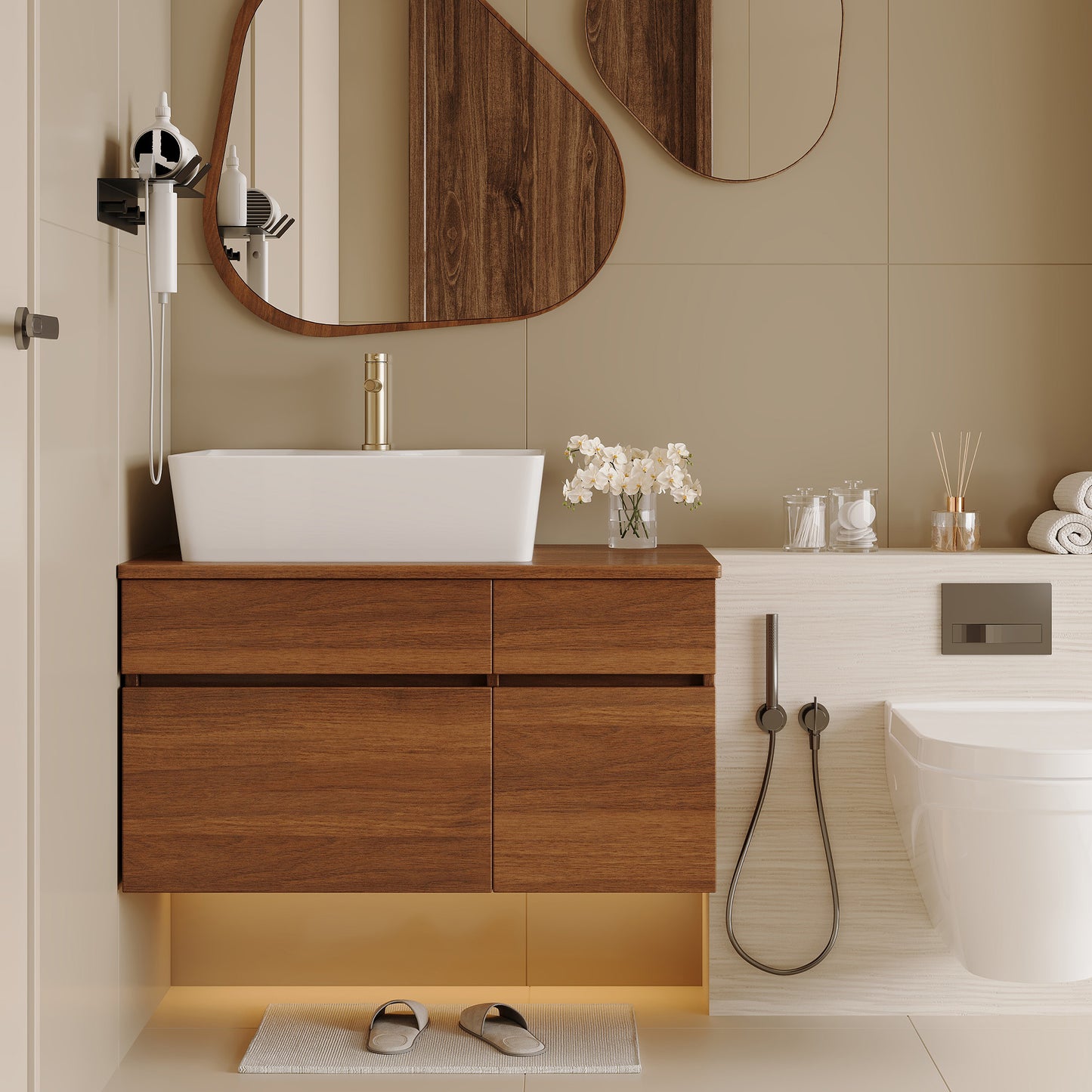 31.5 Inches Floating Single Small Bathroom Vanity With Sink
