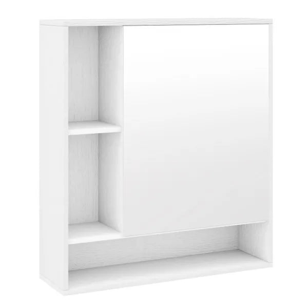 2 In 1 Mirrored Bathroom Wall Cabinet, Space-Saving Medicine Cabinet With Hidden Storage & Shelves - White