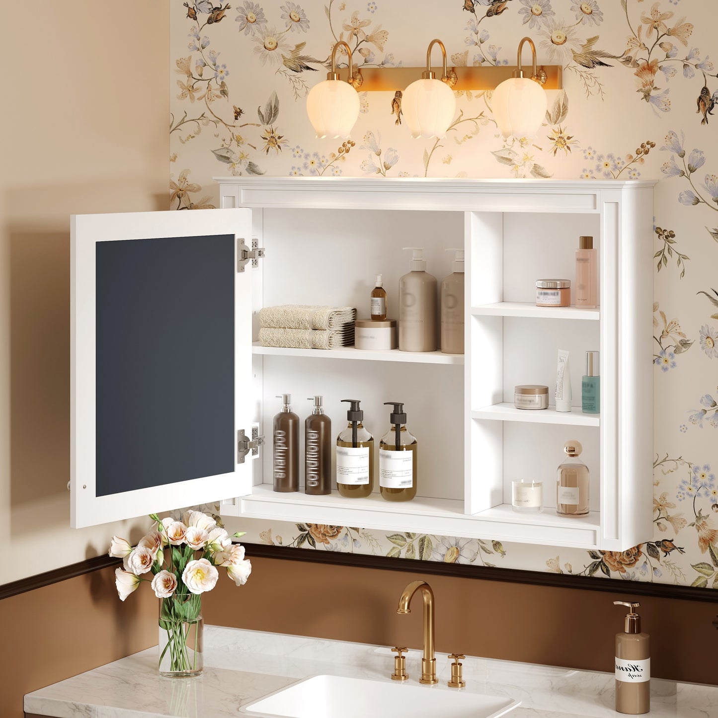 36'' X 28'' Medicine Cabinet, Wall Mounted Bathroom Storage Cabinet, Modern Bathroom Wall Cabinet With Mirror,Medicine Cabinet,  Mirror Cabinet With 1 Adjustable Shelf