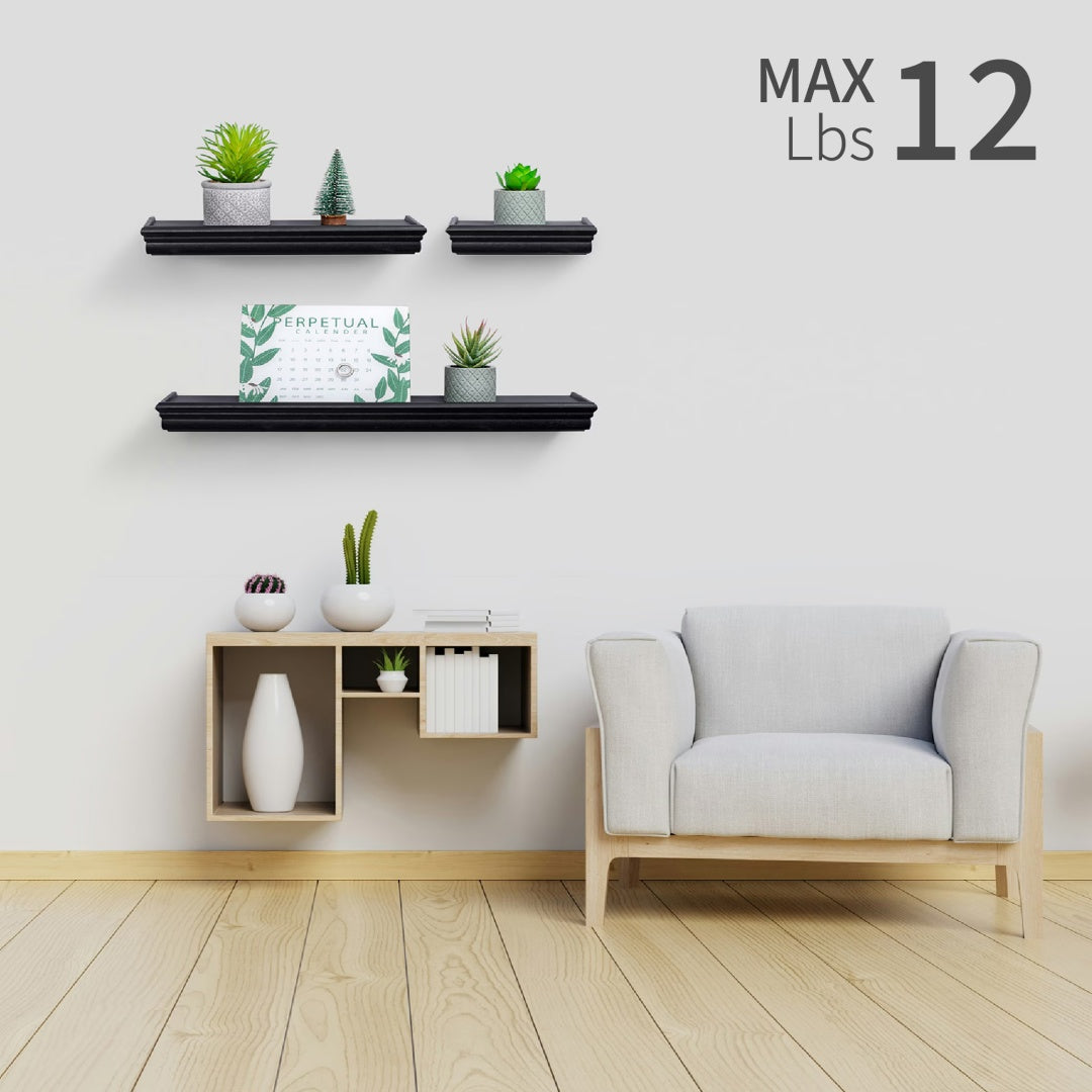 Floating Shelves  17.9 Wall Mounted Wood Shelves For Bathroom, Bedroom, Living Room, Kitchen, Hanging Shelf For Books Storage Decor With Invisible Brackets, Brown