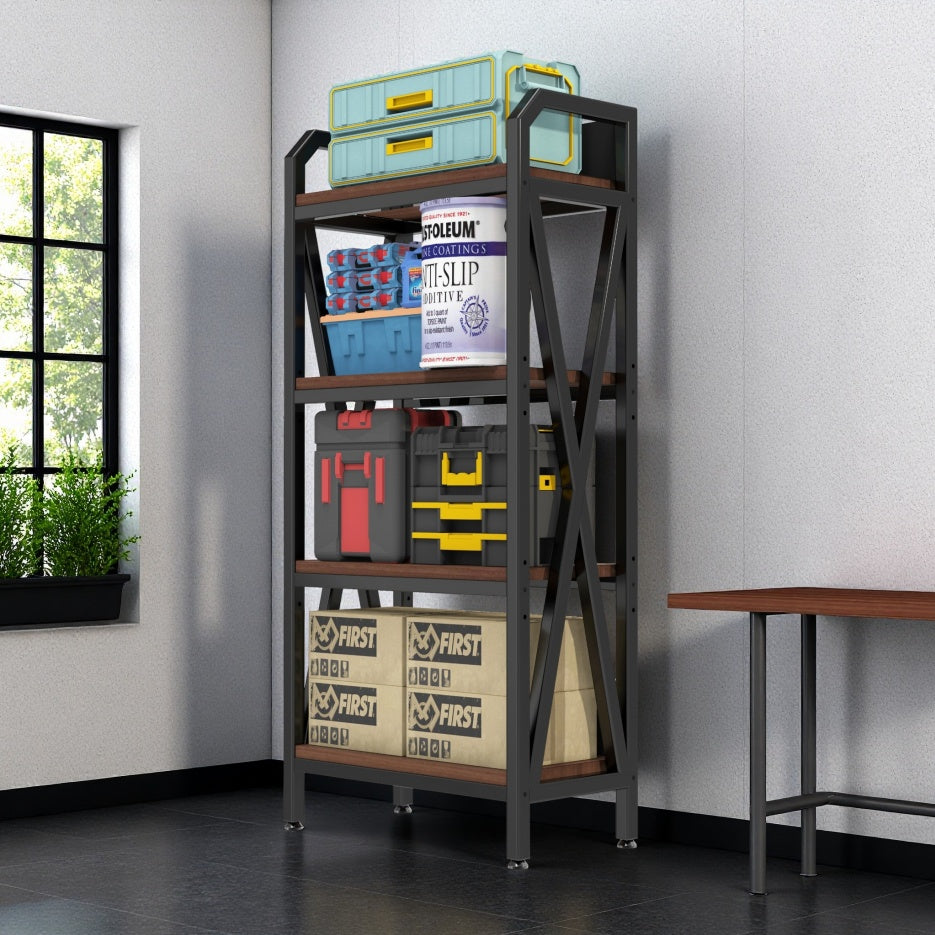 56.30'' Bakers Rack 4-Level Storage Shelves Mental And Wooden Kitchen Shelves, Kitchen Organizers And Storage, For Garage, Pantry, Bathroom ,25.60'' Length