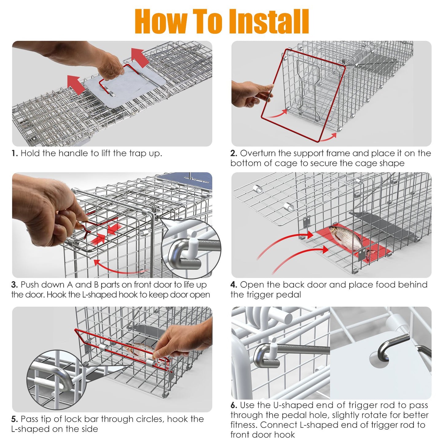 1Pc Humane Cat Trap Cage Catch Release Live Animal Rodent Cage Collapsible Galvanized Wire For Small Raccoons Beavers Groundhogs Foxes Armadillos