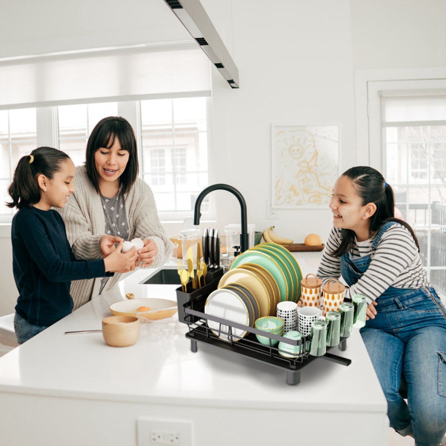 1Pc Dish Drying Rack Drain Board Utensil Holder Organizer Drainer Tableware Organizer Kitchen Countertop Storage Shelf