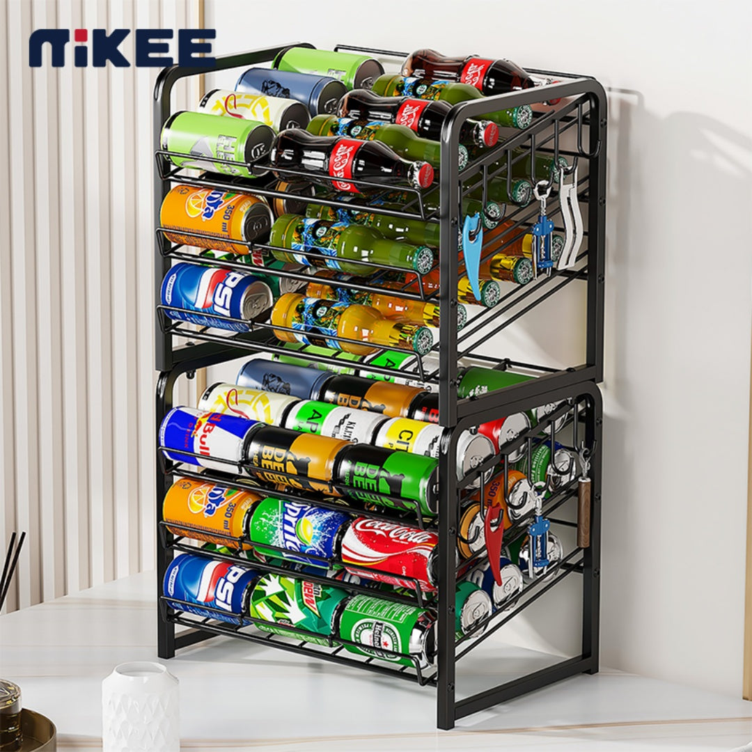 3-layer Can Rack With Hooks