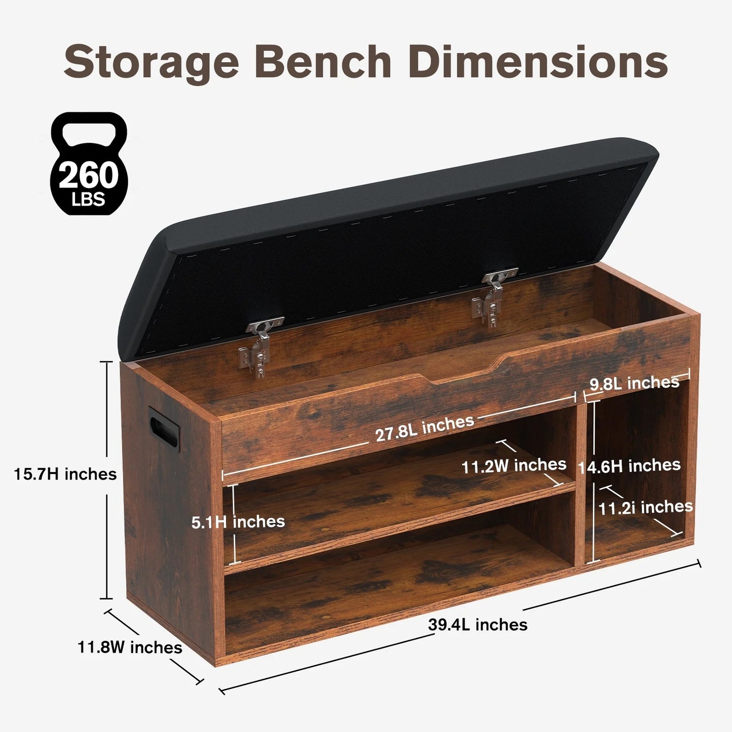 Underfloor Shoe Rack Storage Bench, Three-layer Adjustable Shelves, Bench With Seat At The Entrance, Metal And Wooden Shoe Rack Storage Stand