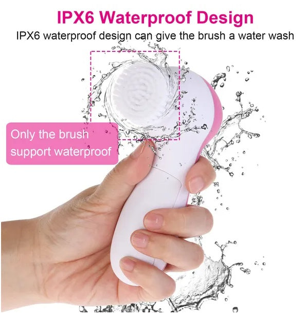 GlowSpin™ Facial Cleansing Brush – Deep Pore Cleaner with 5 Heads