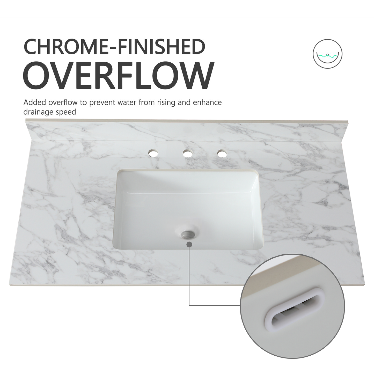 43x22 Bathroom Vanity Top,sintered Stone Carra White   Barthroom Vanity Sink Tops With Rectangular Undermount Ceramic Sink With Vanity Backsplash, Three Faucet Hole Bathroom Vanity Countertop