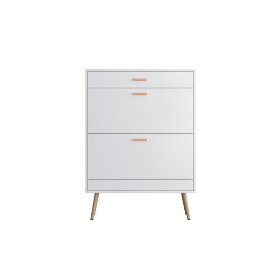 Shoe Cabinet, 16 Pair Shoe Rack Storage Organizer With 2 Flip Drawers, White Entryway Shoe Storage Cabinet For Heels, Boots, Slippers  White