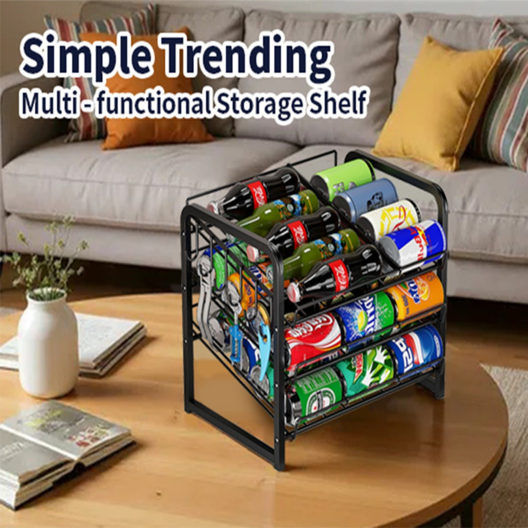 3-layer Can Rack With Hooks