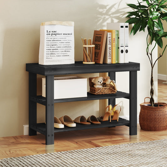 Three-tier Shoe Rack Bench, Bamboo Entrance Storage Organizer, Front Door Entrance Shoe Rack
