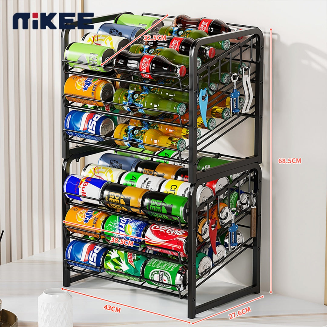 3-layer Can Rack With Hooks