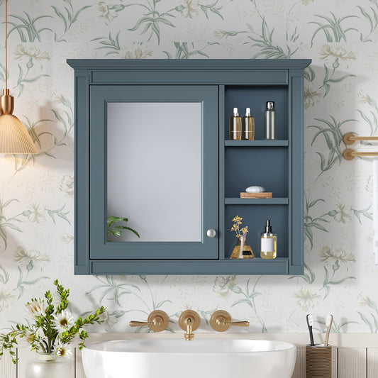 30 X 28 Medicine Cabinet, Wall Mounted Bathroom Storage Cabinet, Modern Bathroom Wall Cabinet With Mirror,Medicine Cabinet,  Mirror Cabinet With 3 Open Shelves Not Include Bathroom Vanity