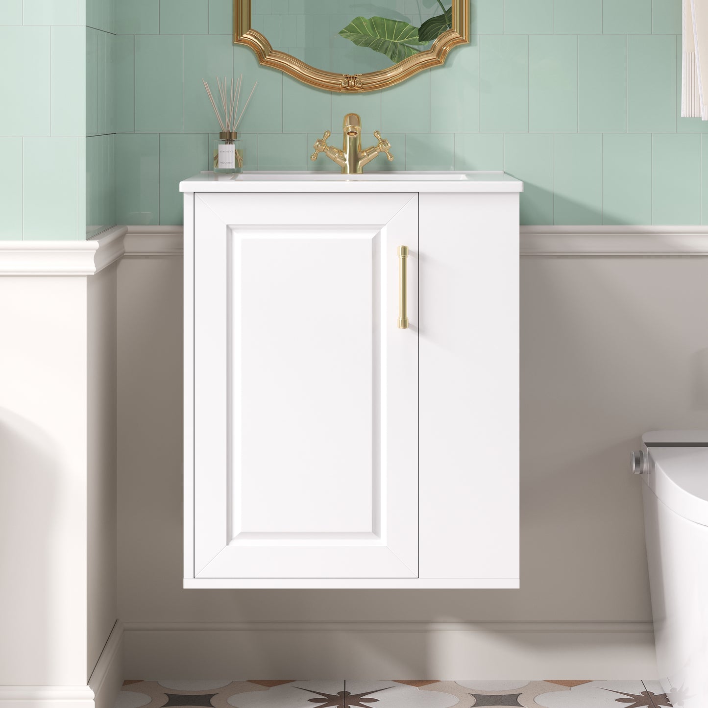 20 Wall Mounted Bathroom Cabinet With Side Cabinet Combo, Bathroom Cabinet With Soft-Closing Door, Modern Bathroom Vanity With Sink,White